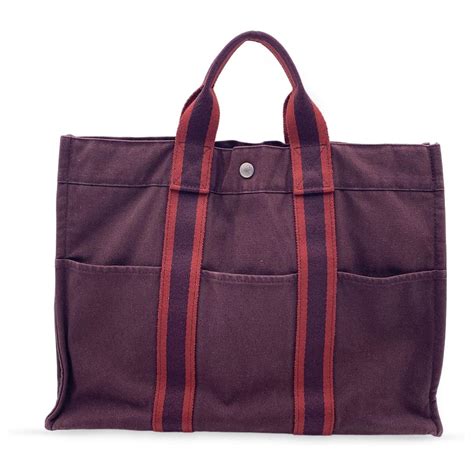 hermes canvas fourre tout mm|HERMES Canvas Fourre Tout MM Burgundy .